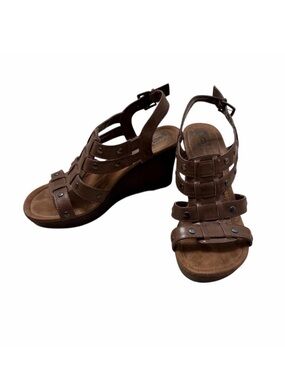 Decree Strappy Wedge Sandals Women’s 9 Brown Studded Chunky Boho Heels Summer